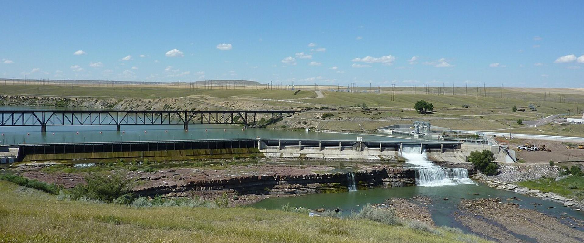 Ryan Dam and the falls of the Missouri River near Great Falls