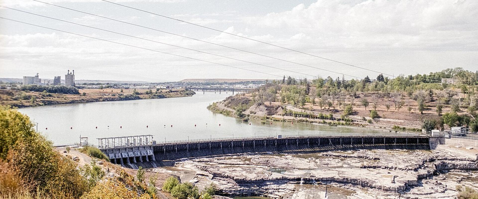 Black Eagle Falls and dam on the Missouri River at Great Falls