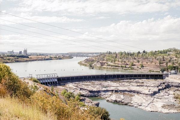 Black Eagle Falls and dam on the Missouri River at Great Falls