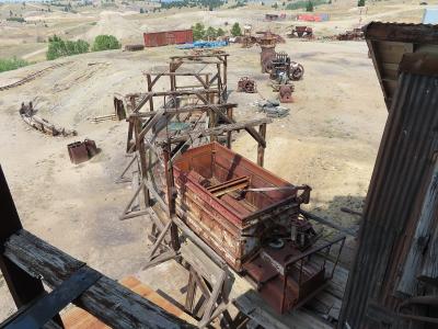 Ore cars and mining equipment at the World Museum of Mining