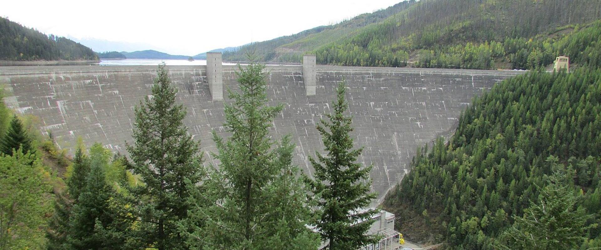 Hungry Horse Dam above the South Fork of the Flathead River near Columbia Falls