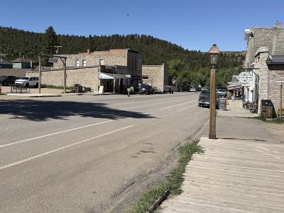Wooden boardwalk and historic storefronts in Virginia City