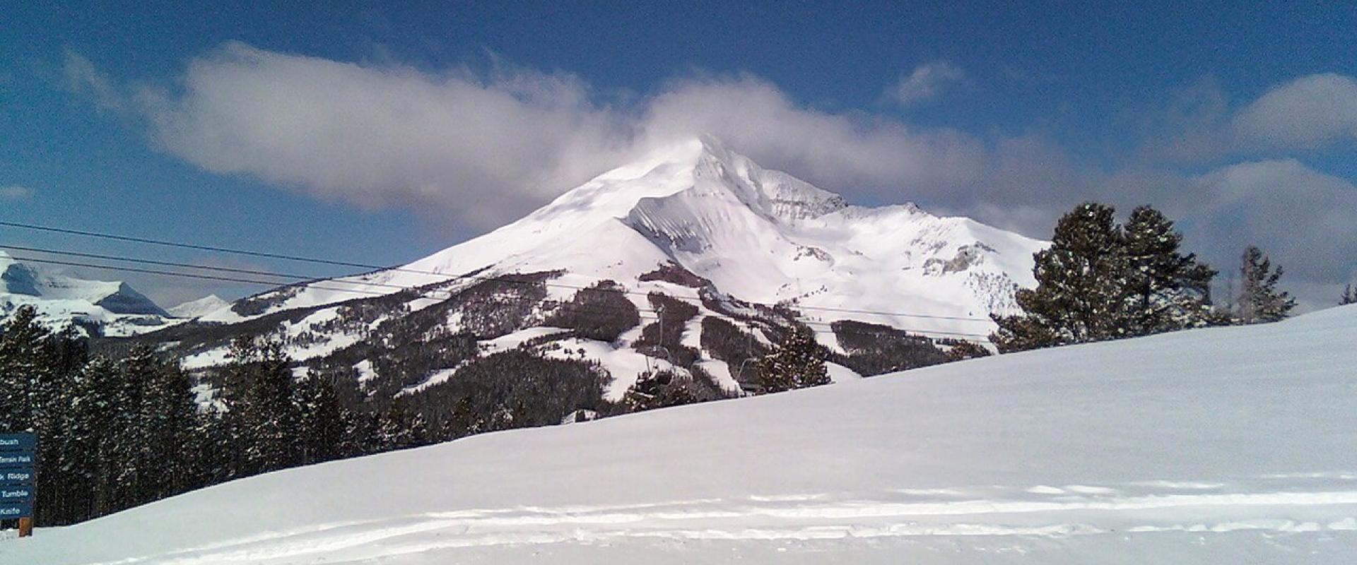 Lone Mountain above the ski slopes at Big Sky