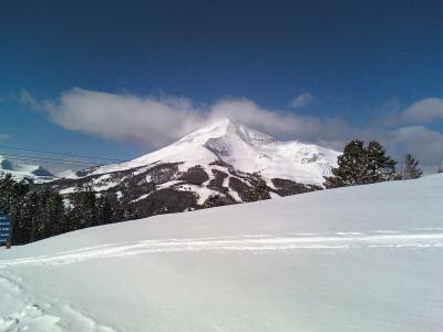 Lone Mountain above the ski slopes at Big Sky