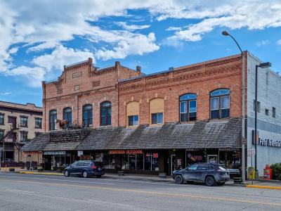 Historic brick storefronts on Main Street, Kalispell